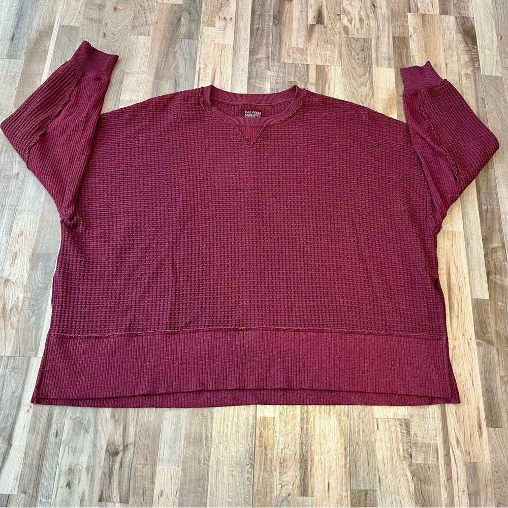 AE Big Hig Waffle Crew Neck Sweatshirt - Picture 2 of 7